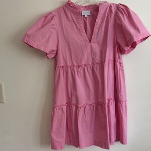 Sugarlips Pink Ruffled V-Neck Dress